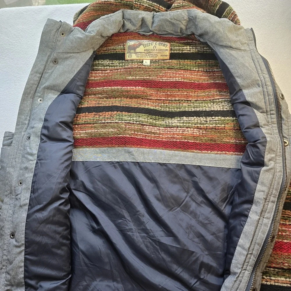 Third & Army Southwestern Hooded Puffer Vest Mens L Gorpcore Aztec Blanket Blue